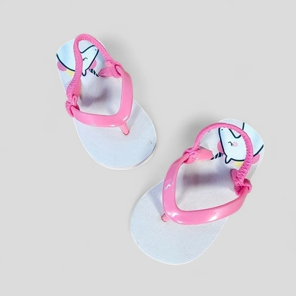 Cat & Jack Unicorn Flip Flops Back strap Pink Size 5/6